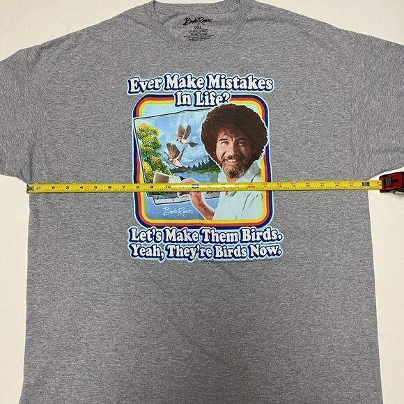 Bob Ross Men’s Gray Ever Make Mistakes in Life Graphic Shirt - Picture 4 of 7